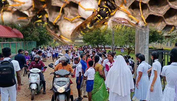 ඇවිස්සුනු බඹරුන්ගේ ප්‍රහාරයෙන් පාසල් දරුවන් ඇතුළු ගුරුවන් 37 ක් රෝහලේ